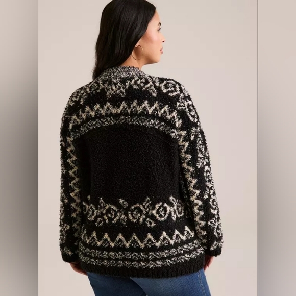 Torrid Festi Boho Intarsia Toggle Button Soft Cardigan Sweater Size 0X Nwt - Picture 3 of 5
